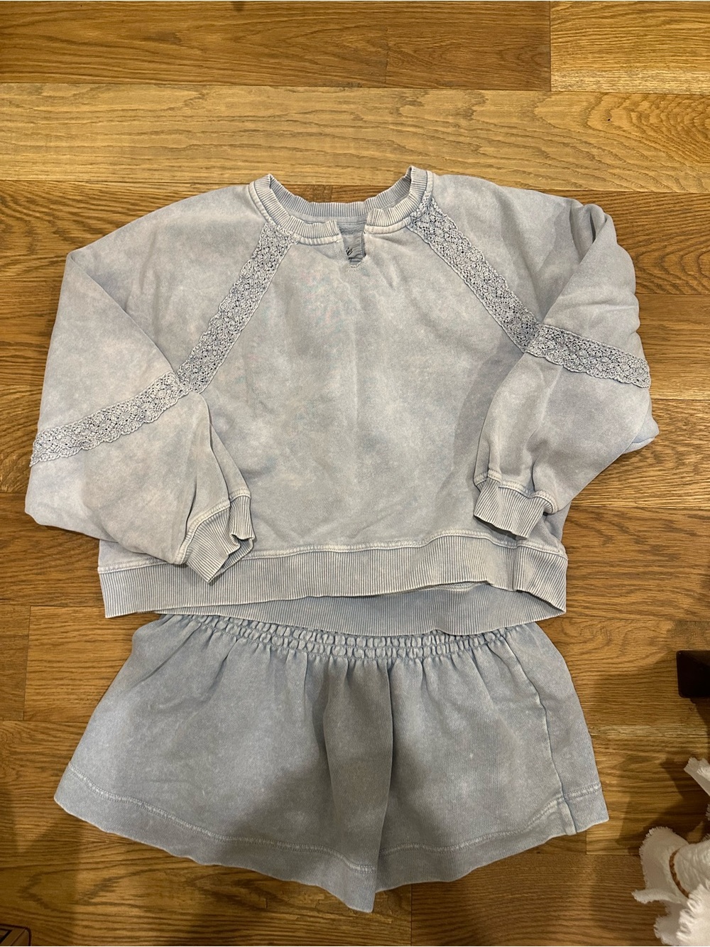 aerie Light Blue Lace-Trim Two-Piece Skirt Set